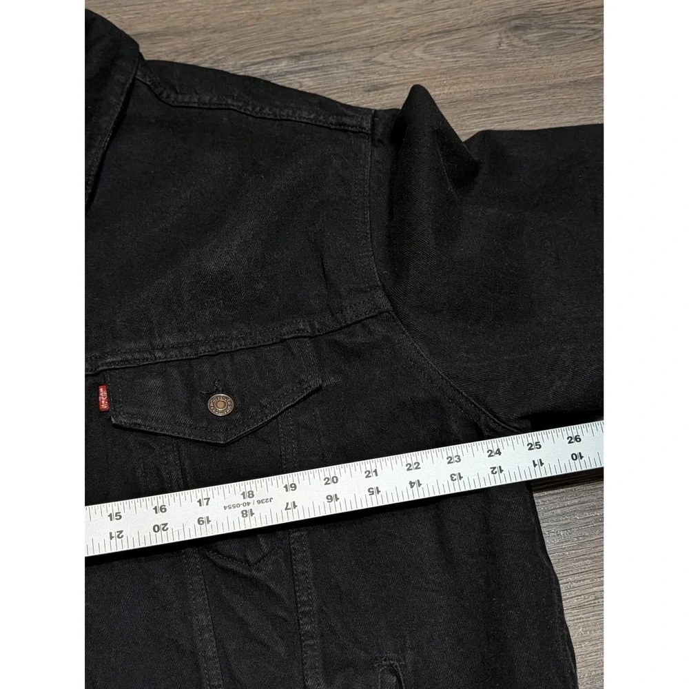 Levis 70699-4159 Black Trucker Jacket Plaid Flannel Lined Large 90s USA Made - Picture 4 of 9